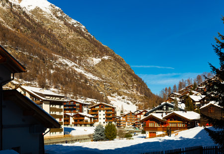 Zermatt in winter, Valais, Switzerlandの写真素材