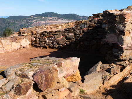 Remains of fortified Iberian settlement of Puig Castellar, Spainの写真素材