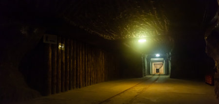 Underground passages and halls at Wieliczka Salt Mine. Polandのeditorial素材