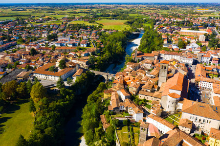 Aerial view of Cividale del Friuli, Italyの写真素材