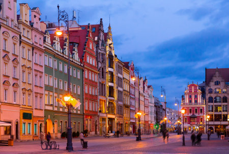 Market square at night. Wroclaw. Polandの写真素材