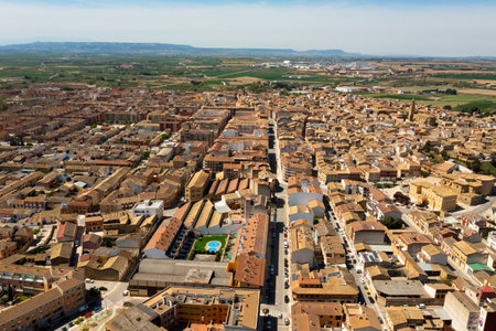 General aerial view of Spanish town of Ejea de los Caballerosの写真素材