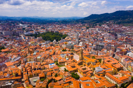 View of Oviedo city, with landscape and buildings, Asturiasの写真素材