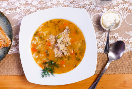 Rassolnik - Traditional Russian soup with pickled cucmbersの写真素材