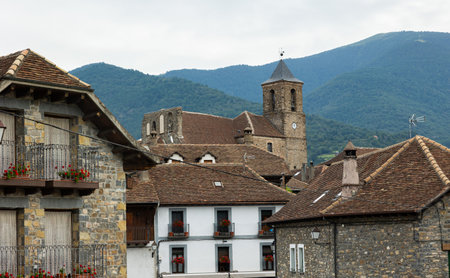 Hecho village in Huesca Aragon Spain.の写真素材