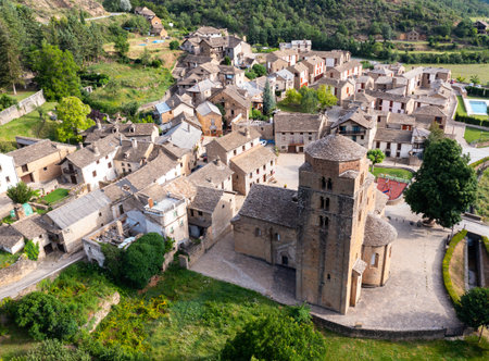 Aerial view of best Hiking trails in Santa Cruz de la Seros, Aragon (Spain).