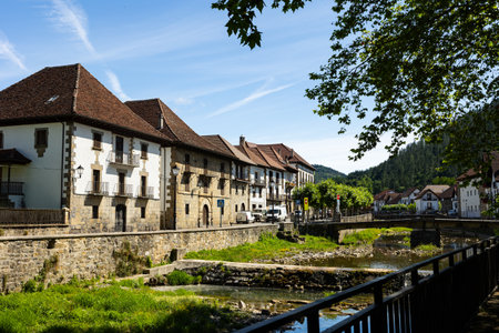 SPAIN, OCHAGAVIA - JULY 13, 2023: Village of Ochagavia in valley of salazarのeditorial素材