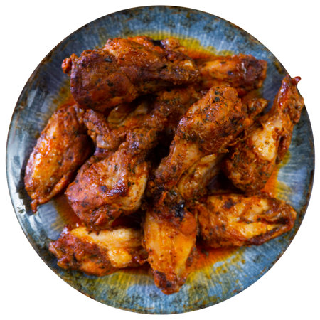 Fried chicken wings served on platterの写真素材