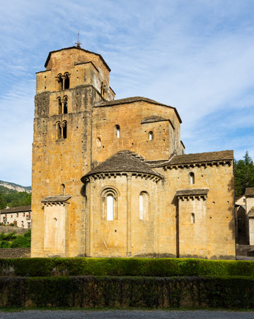 Ancient Santa Maria church of Santa Cruz de la Seros, Spainの写真素材