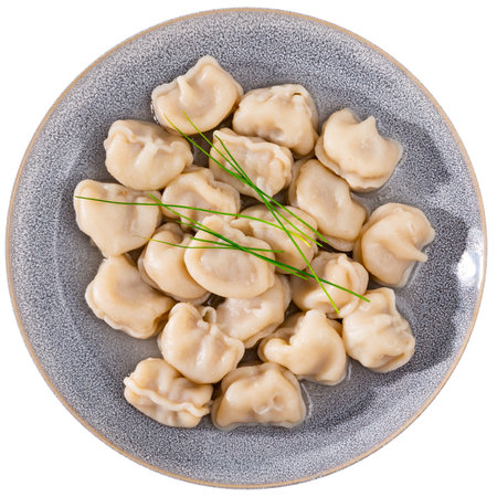 Meat dumplings served on plateの写真素材