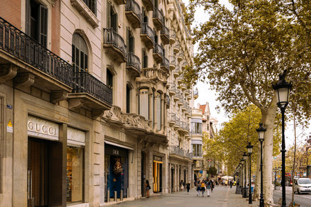 Passage de Gracia avenue with its architectural buildings and shopping centers