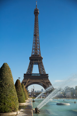 Eiffel Tower on blue sky backgroundの写真素材