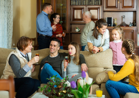Happy family carefree communicatingの写真素材