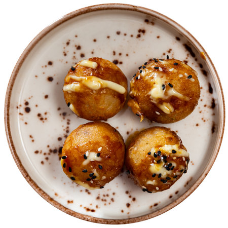 Japanese snack, takoyaki or Octopus balls - Japanese food style closeupの写真素材