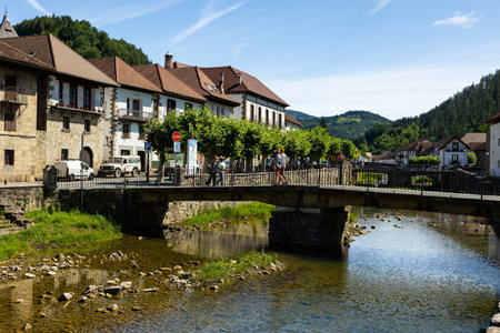 SPAIN, OCHAGAVIA - JULY 13, 2023: Village of Ochagavia in valley of salazarのeditorial素材