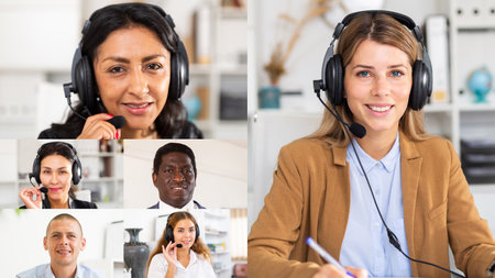 Screen of online meeting of business peopleの写真素材