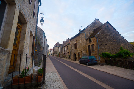 Streets of old French town Bligny-sur-Ouche, located in Franceの写真素材