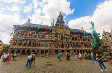 ANTWERP, BELGIUM - AUGUST 6, 2022: View of the City Hallのeditorial素材