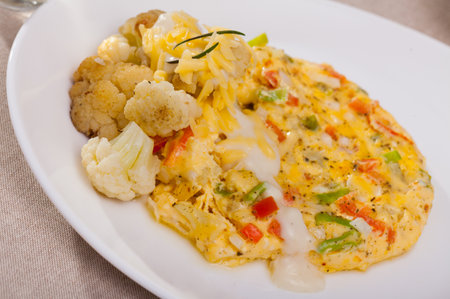Omelet with cauliflowerの写真素材