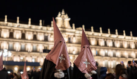 SALAMANCA, SPAIN - APRIL 13, 2022: Religious procession in the week of Semana Santaのeditorial素材