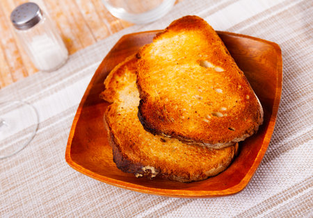 Breakfast with toasted bread. Healthy eating concept