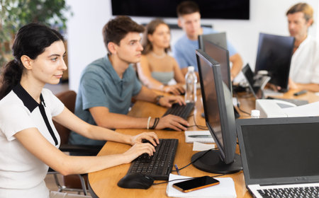 Female student is engrossed