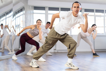 Group of young people dancing hip hop
