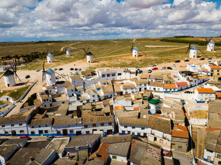 Roofs of town in La Mancha region. Campo de criptana.の写真素材