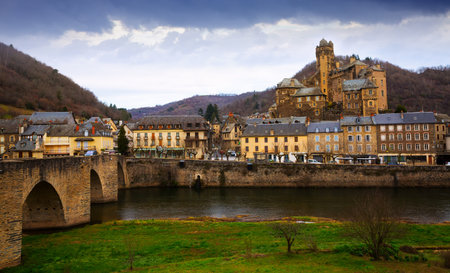 Stone houses of Estaingの写真素材