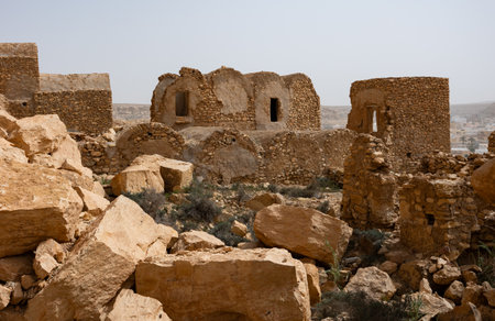 Hoary ruins of Berber Muslim village of Ghomrassen, Tataouineの写真素材