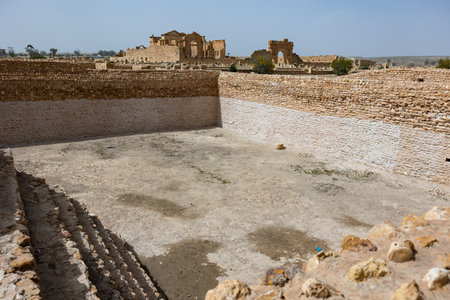 Water reservoir in Roman ruins, Sufetula, Tunisiaの写真素材