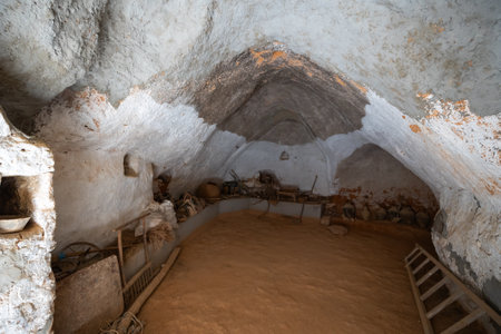 Matmata, Tunisia - March 28, 2024: Interior of residential house of local residents - the Berbersのeditorial素材