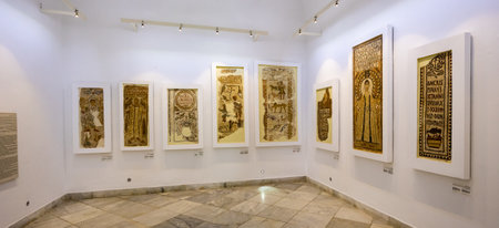 Tunis, Tunisia - April 02, 2024: Interior of the Bardo Museum in Tunis. Bardo museum, containing world-famous collection of Roman mosaics and lot of Roman treasuresのeditorial素材