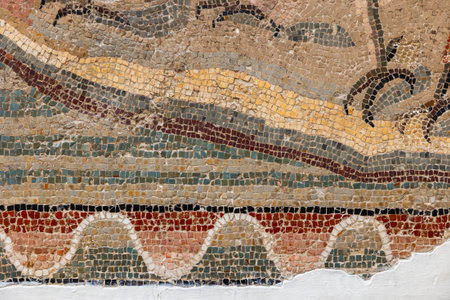 TUNIS, TUNISIA - APRIL 2 2024: Roman mosaics of Bardo Museum, Tunisia