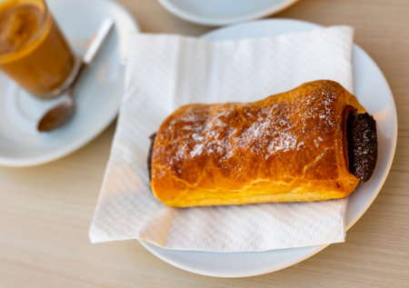 Homemade custard cake or spanish canyeta for breakfastの写真素材