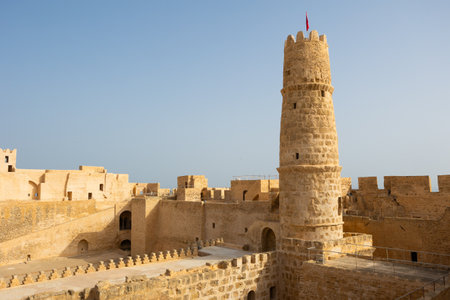 Fortress Ribat Hartem, one of oldest and largest structures in North Africa, Monastir. Tunisiaの写真素材
