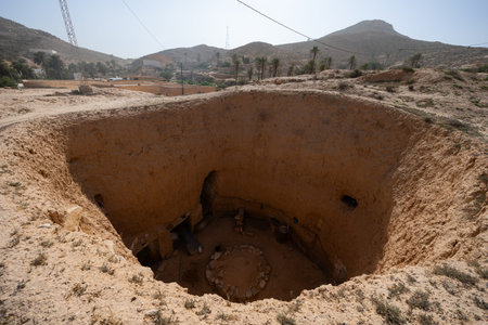 Ancient Berber troglodyte underground dwellings in Matmata, Tunisia