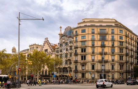 SPAIN, BARCELONA - SEPTEMBER 3, 2023: Passeig de Gracia, one of main avenues of Barcelona, Spainのeditorial素材