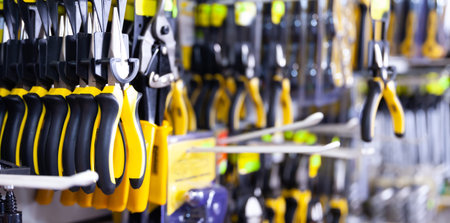 Pliers on a shelf in a hardware store