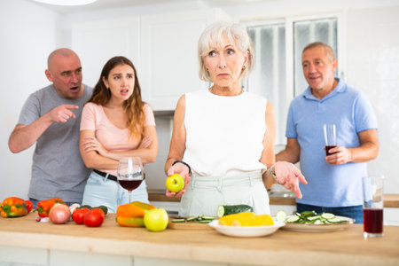 Portrait of a offended mature woman who had a conflict with her familyの写真素材