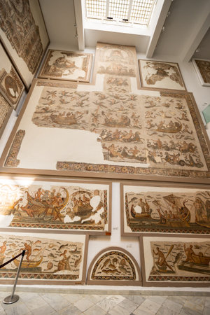 TUNIS, TUNISIA - APRIL 2, 2024: Artistic heritage of Roman era in Bardo Museumのeditorial素材