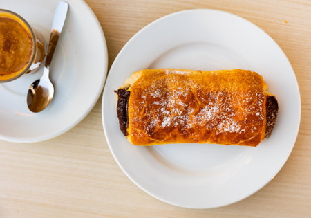 Homemade custard cake or spanish canyeta for breakfastの写真素材