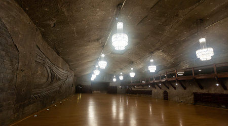 Interior of various rooms in Wieliczka Salt Mine. Poland
