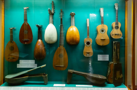 VIENNA, AUSTRIA, WELTMUSEUM WIEN - JANUARY 29, 2022: Musical Instrumentsのeditorial素材