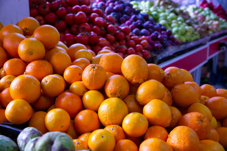 Oranges on marketの写真素材