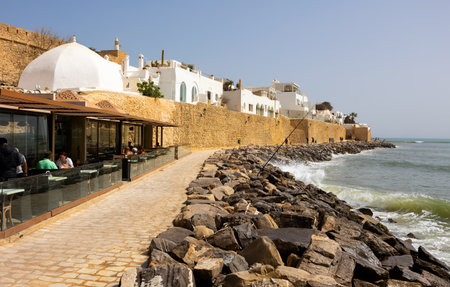 Hammamet embankment on Mediterranean coast, Tunisiaの写真素材