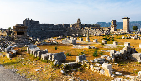 Ruins of antique theater of Xanthos, Turkeyの写真素材