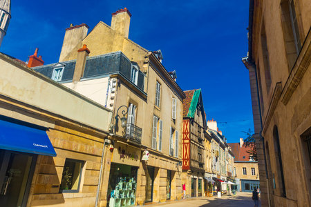 Traditional architecture of old narrow streets of Dijonのeditorial素材