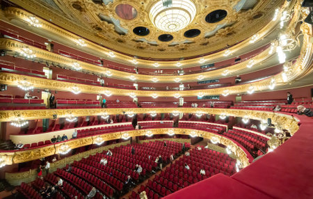 Gran Teatre del Liceu boasts intricate gold detailingのeditorial素材