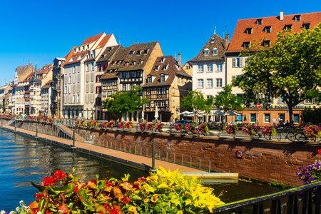 Petite France, historic quarter of Strasbourg on banks of Ill riverのeditorial素材